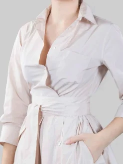 ABITO CHEMISIER ELENA BEIGE E LIME CON CINTURA IN VITA