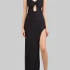 ABITO LUNGO IN LYCRA BRILLANTE CON SPACCO