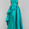 ABITO LUNGO IN MIKADO E CHIFFON