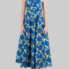 ABITO MIDI BUSTIER SENZA MANICHE A FANTASIA ROSE BLU