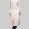 ABITO MIDI IN MAGLIA DI LANA GESSO CON LOSANGHE