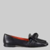 BALLERINE IN PELLE NERA CON NODO E NAPPINE