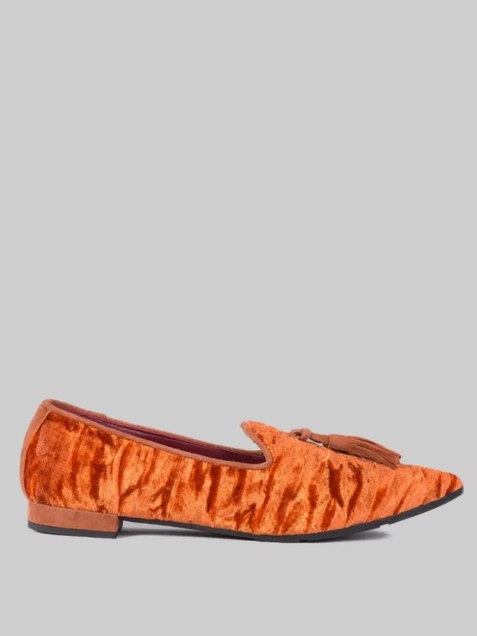 BALLERINE IN VELOUR ARANCIO CON NAPPINE