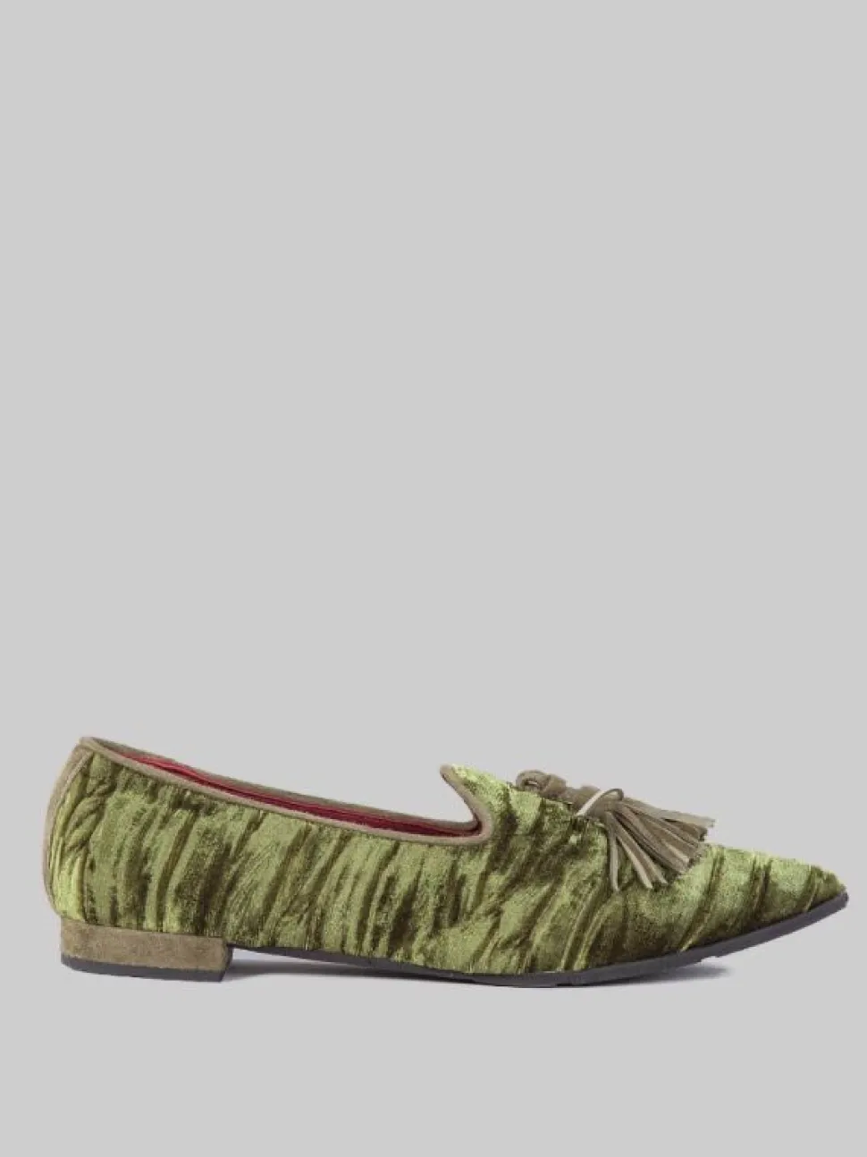 BALLERINE IN VELOUR VERDE CON NAPPINE