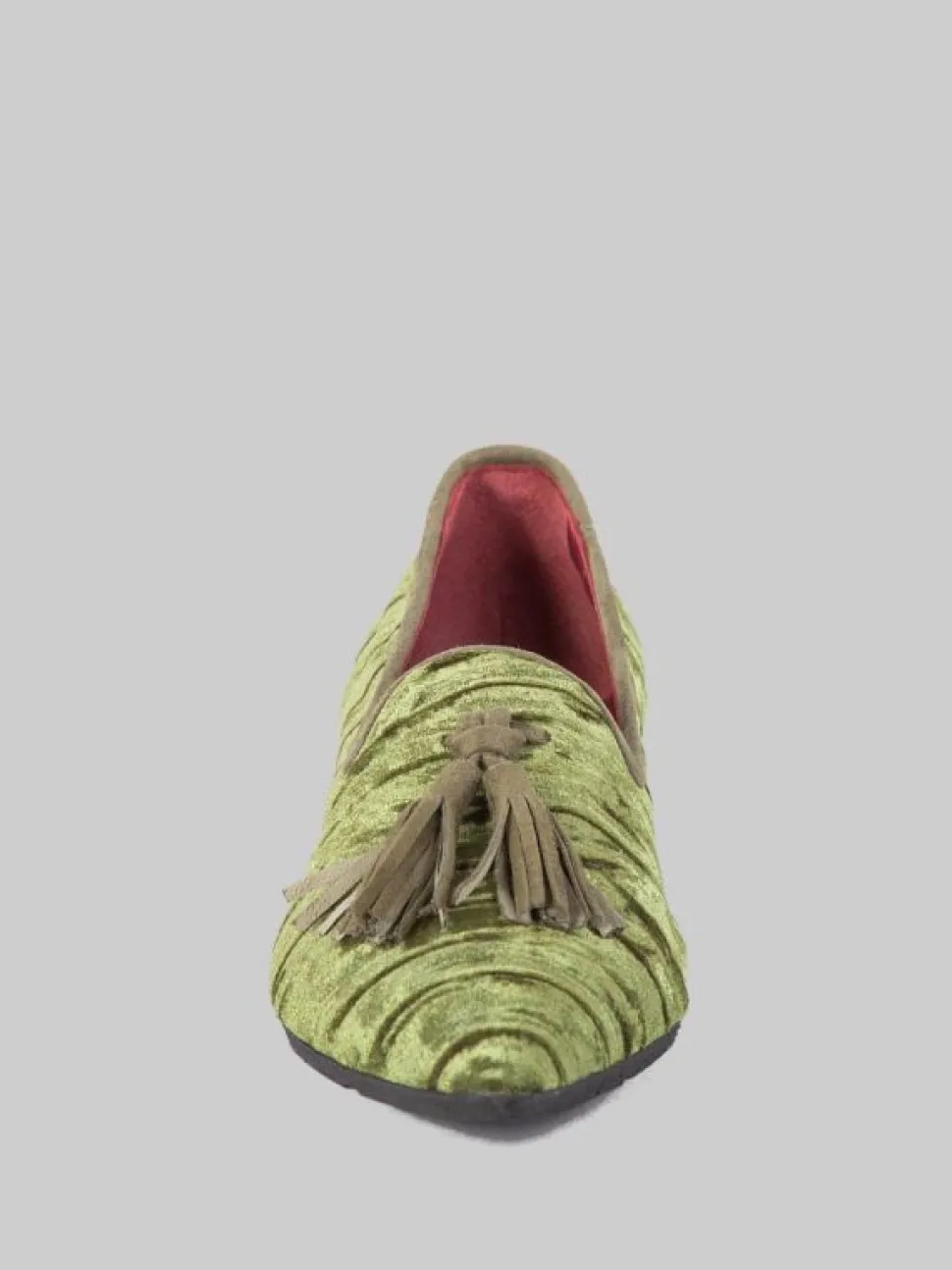 BALLERINE IN VELOUR VERDE CON NAPPINE