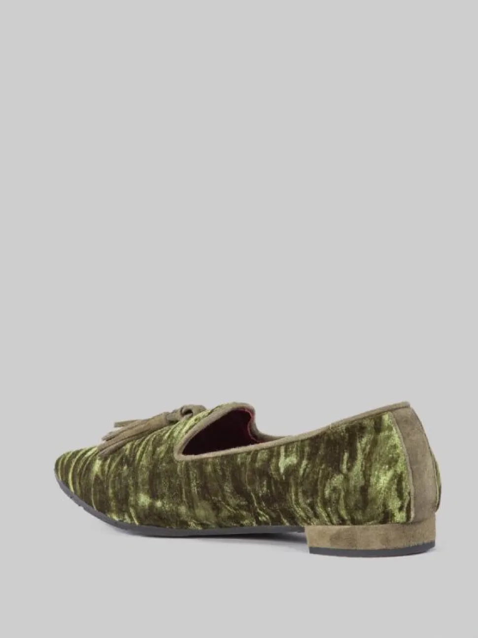 BALLERINE IN VELOUR VERDE CON NAPPINE