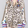 BOMBER OVERSIZE ANIMALIER CON PATCH E PASSAMANERIE