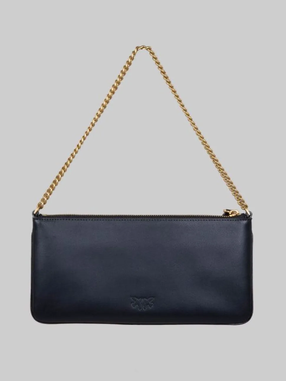BORSA HORIZONTAL FLAT IN PELLE LISCIA NERA CON TRACOLLINA