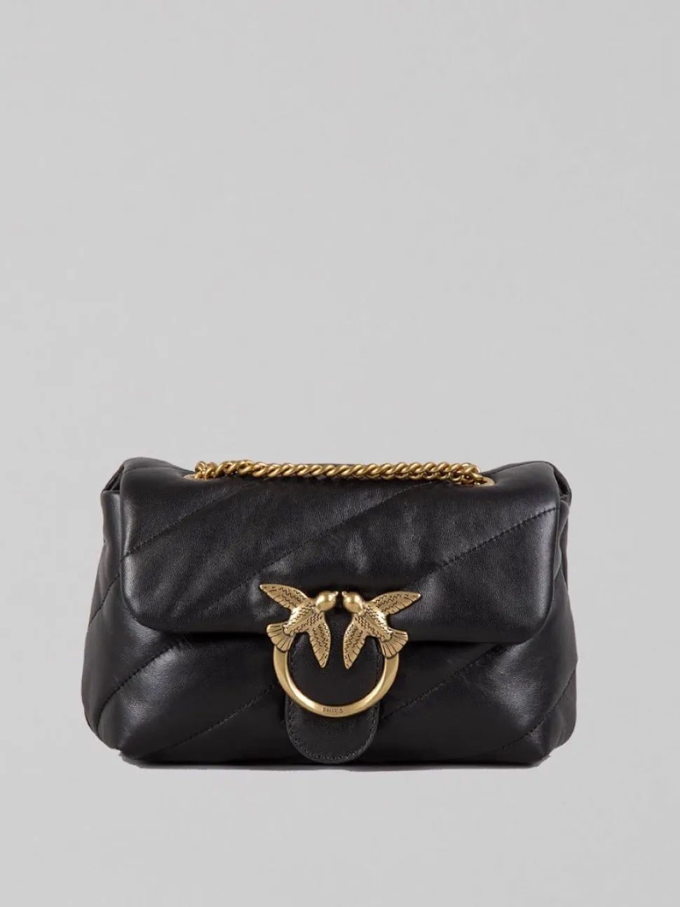 BORSA MINI LOVE PUFF IN NAPPA NERA E ORO