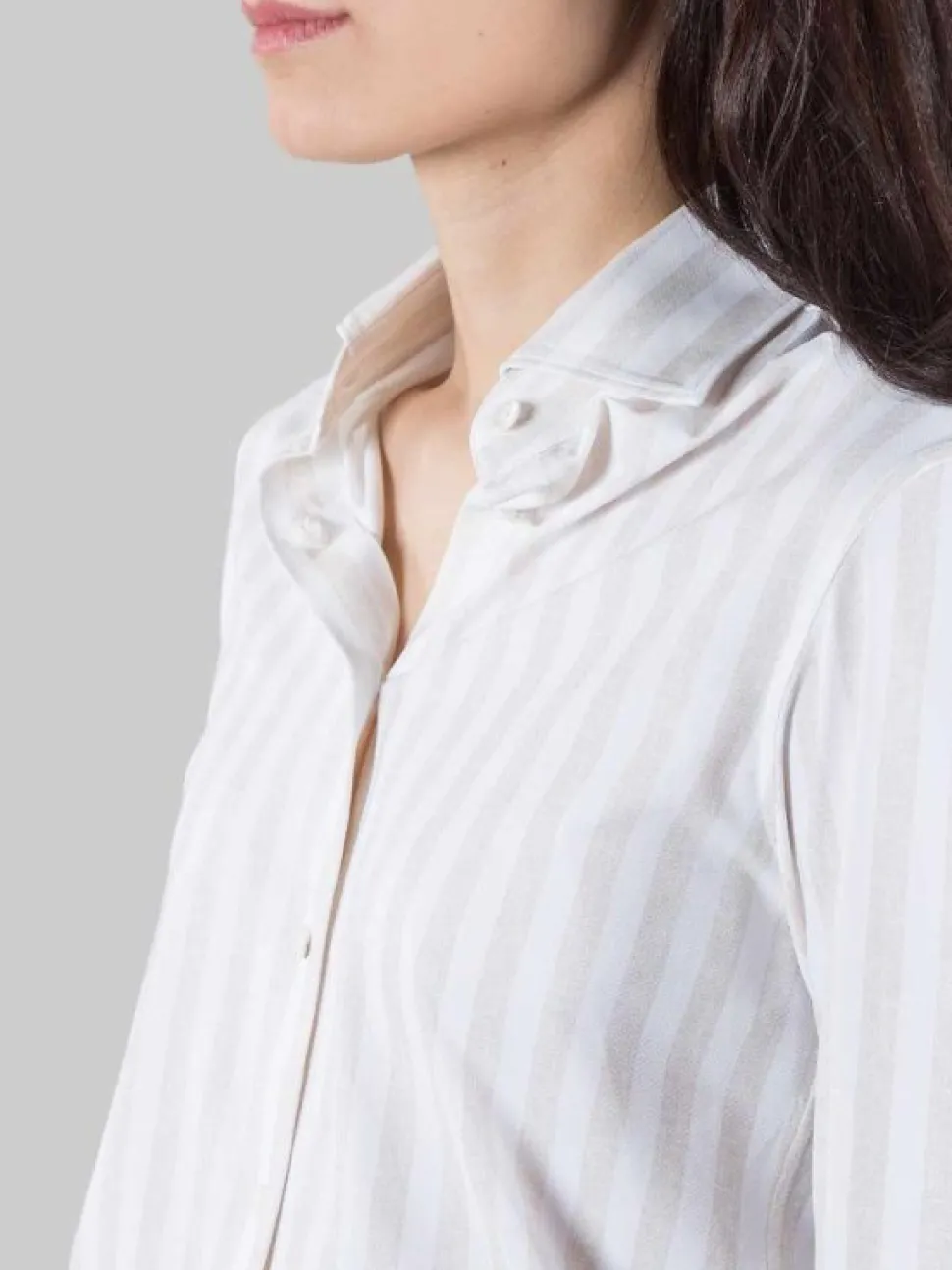 CAMICIA A RIGHE SLIM FIT BIANCA E BEIGE