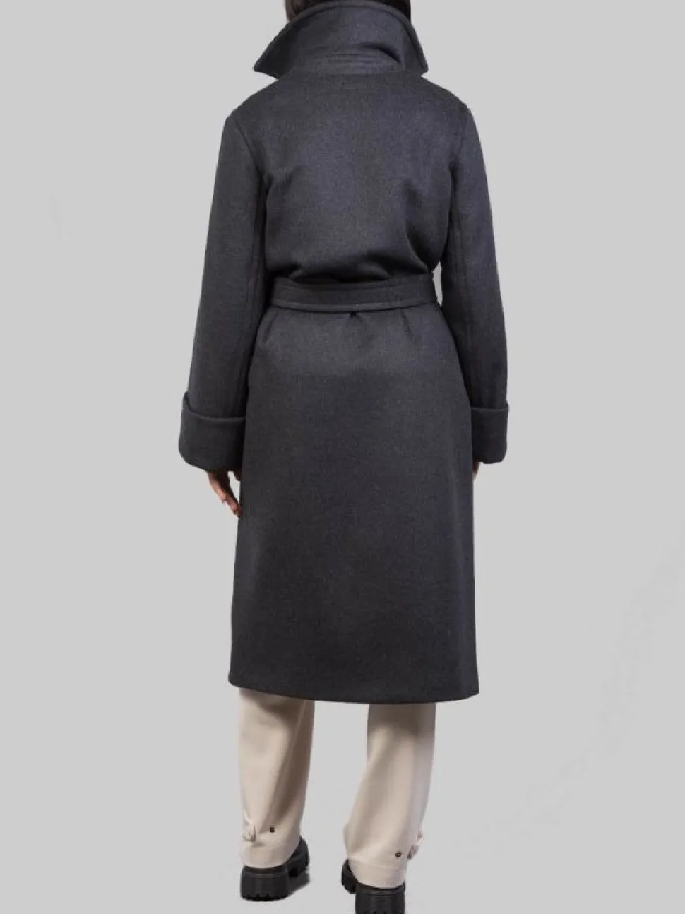 CAPPOTTO A VESTAGLIA GRIGIO ANTRACITE CON GILET IMBOTTITO