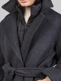 CAPPOTTO A VESTAGLIA GRIGIO ANTRACITE CON GILET IMBOTTITO
