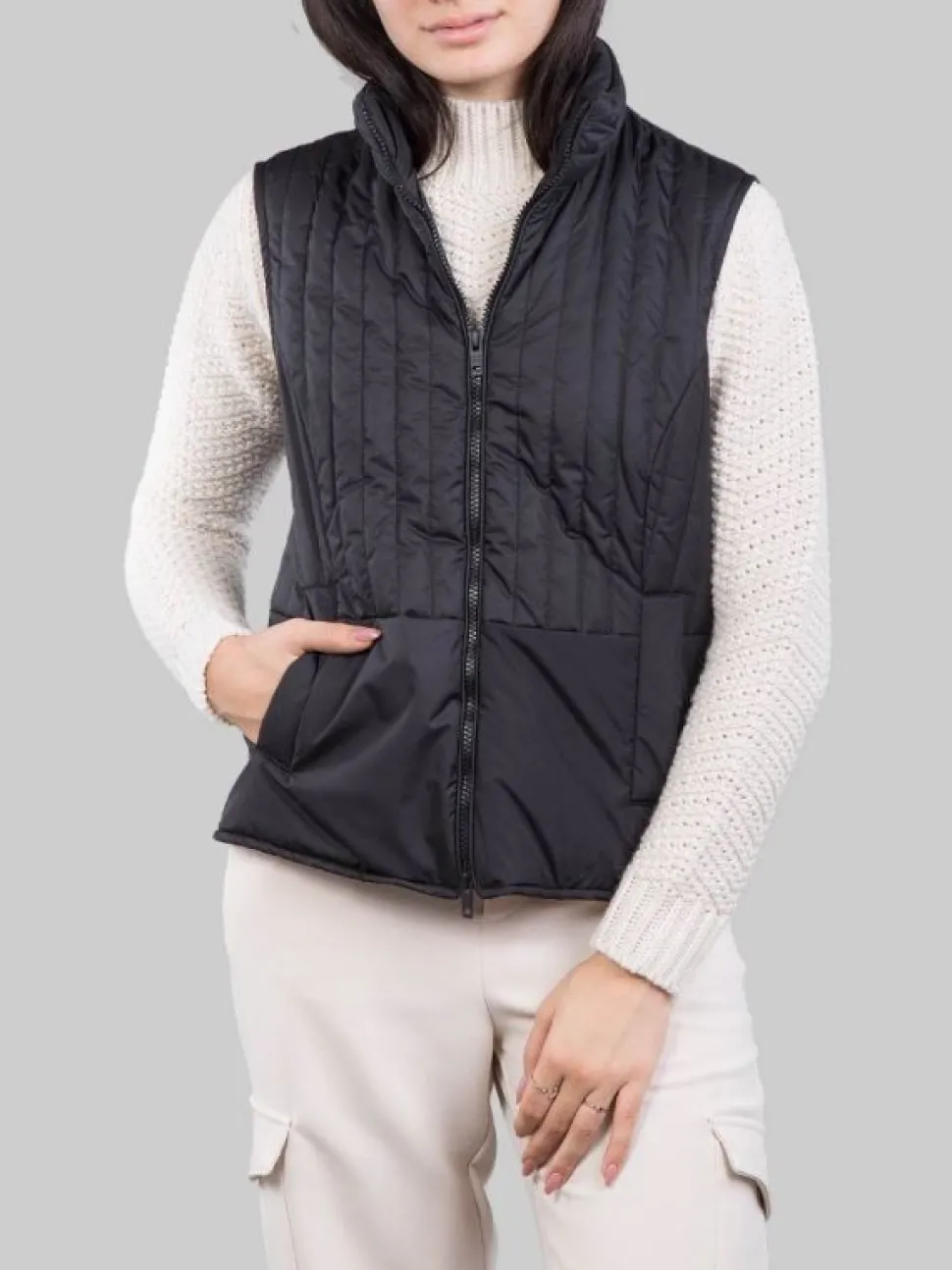 CAPPOTTO A VESTAGLIA GRIGIO ANTRACITE CON GILET IMBOTTITO