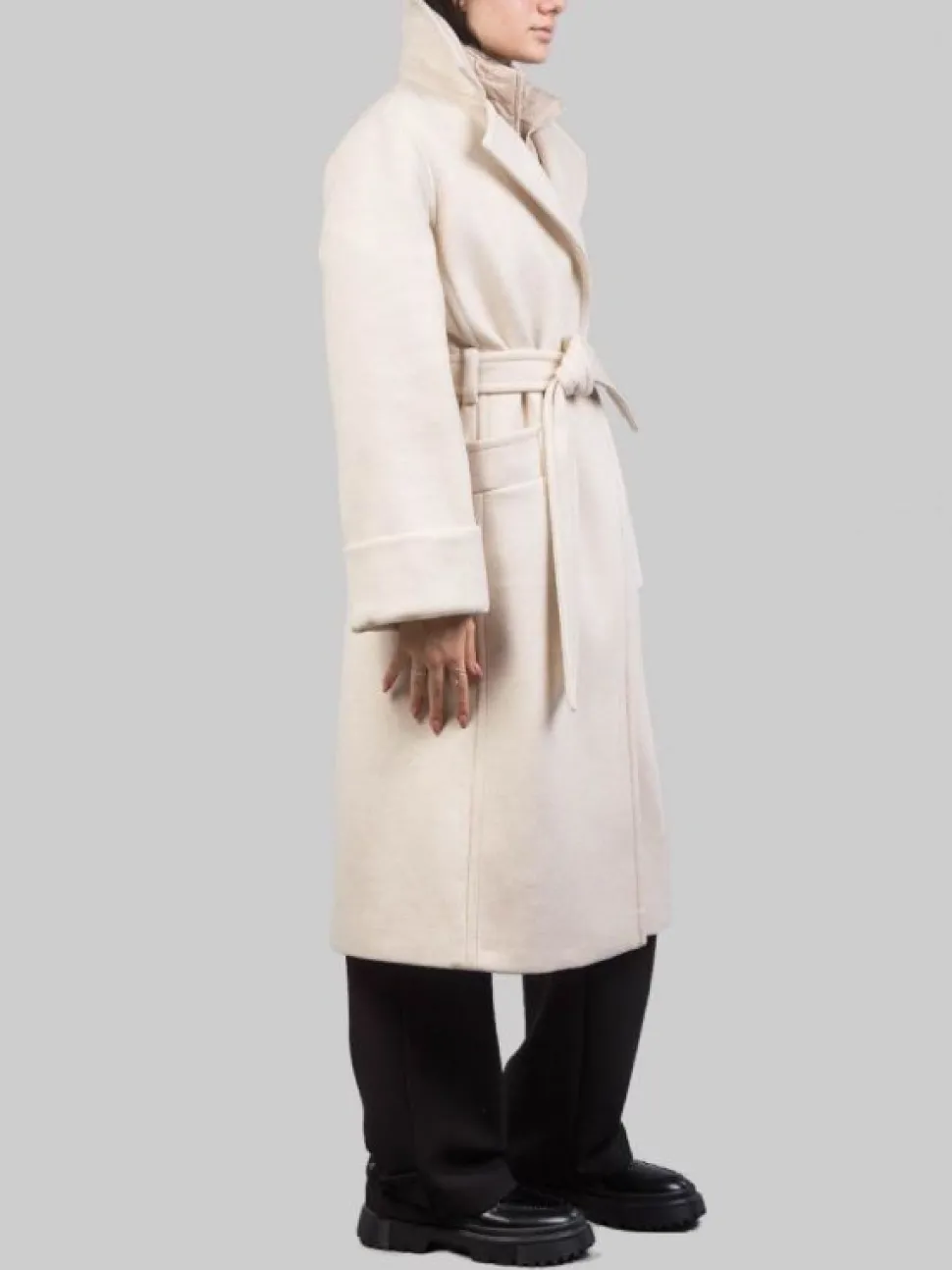 CAPPOTTO A VESTAGLIA PANNA CON GILET IMBOTTITO