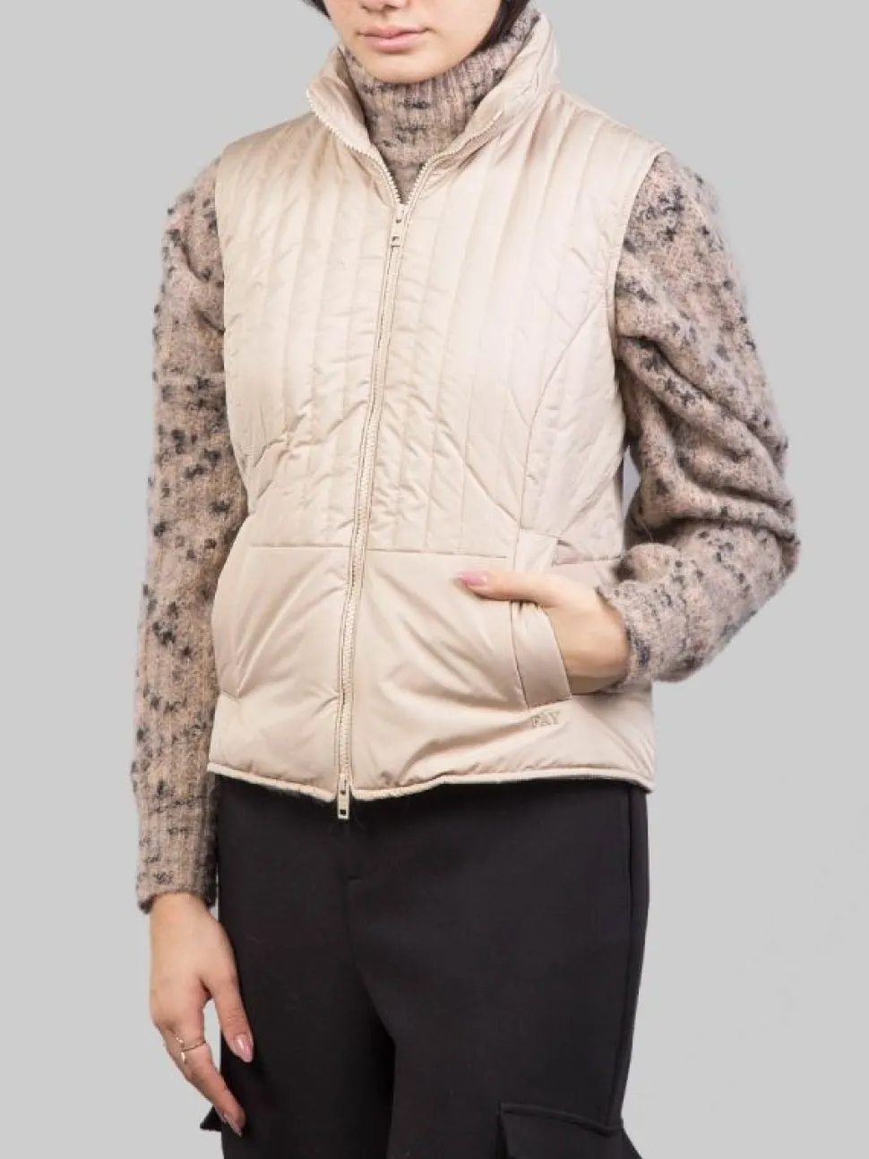 CAPPOTTO A VESTAGLIA PANNA CON GILET IMBOTTITO