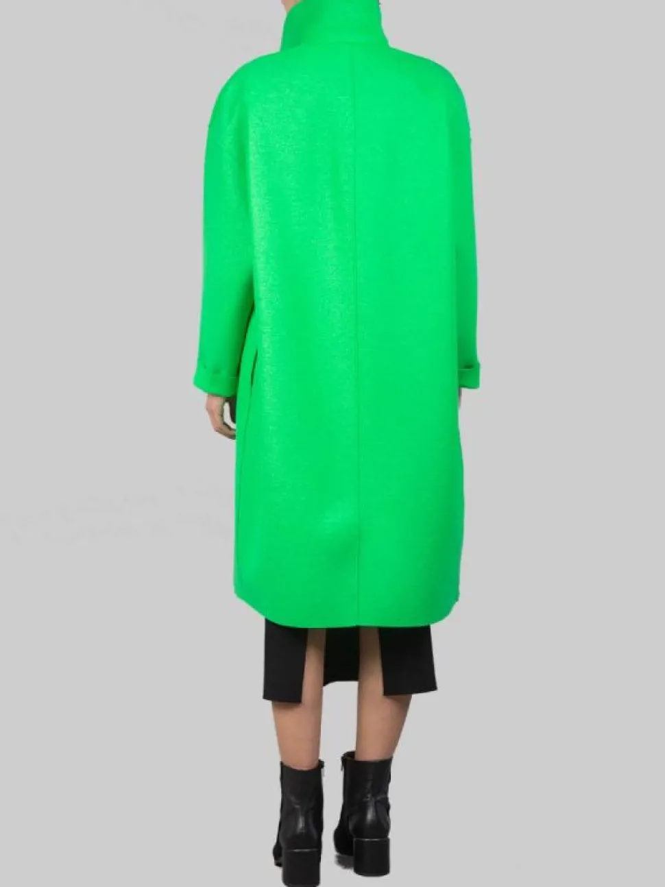 CAPPOTTO OVERSIZE VERDE ACCESO DOPPIOPETTO IN LANA VERGINE PRESSATA