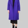 CAPPOTTO OVERSIZE VIOLA DOPPIOPETTO IN LANA VERGINE PRESSATA