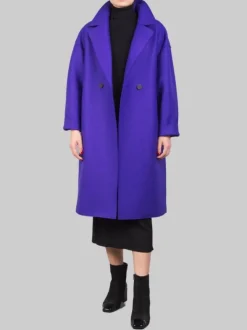 CAPPOTTO OVERSIZE VIOLA DOPPIOPETTO IN LANA VERGINE PRESSATA