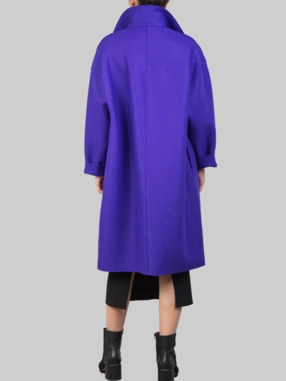 CAPPOTTO OVERSIZE VIOLA DOPPIOPETTO IN LANA VERGINE PRESSATA