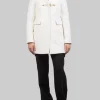 CAPPOTTO TOGGLE IN LANA E TESSUTO TECNICO BIANCO PANNA CON CAPPUCCIO