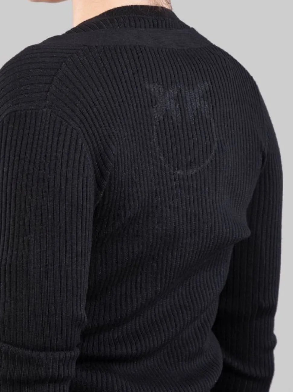 CARDIGAN NERO IN LANA A COSTINE CON LOGO "LOVE BIRDS" IN TRASPARENZA