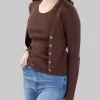 CARDIGAN TILACINO MARRONE CON LOGO TRASPARENTE