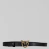 CINTURA LOVE BERRY IN PELLE LISCIA NERA CON FIBBIA LOVE BIRDS