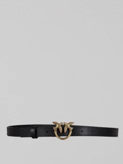 CINTURA LOVE BERRY IN PELLE LISCIA NERA CON FIBBIA LOVE BIRDS