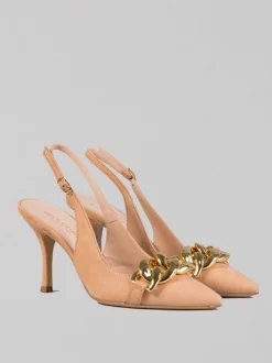 DÉCOLLETÉ IN NABUK CON ACCESSORIO CATENA ORO
