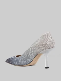 DÉCOLLETÉ IN PELLE RICOPERTA DI STRASS ARGENTO E NERA