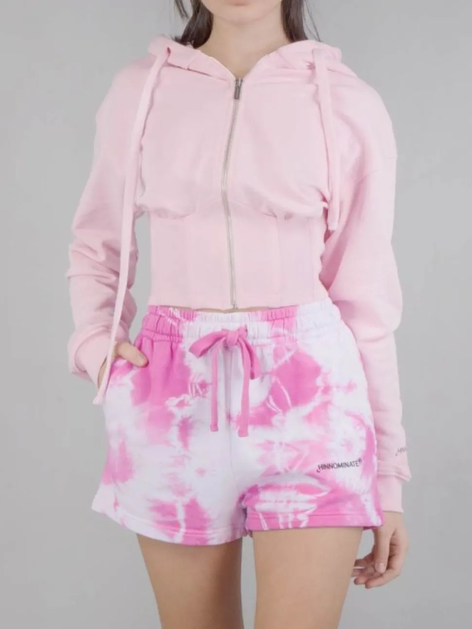FELPA CORTA BUSTIER CON CAPPUCCIO