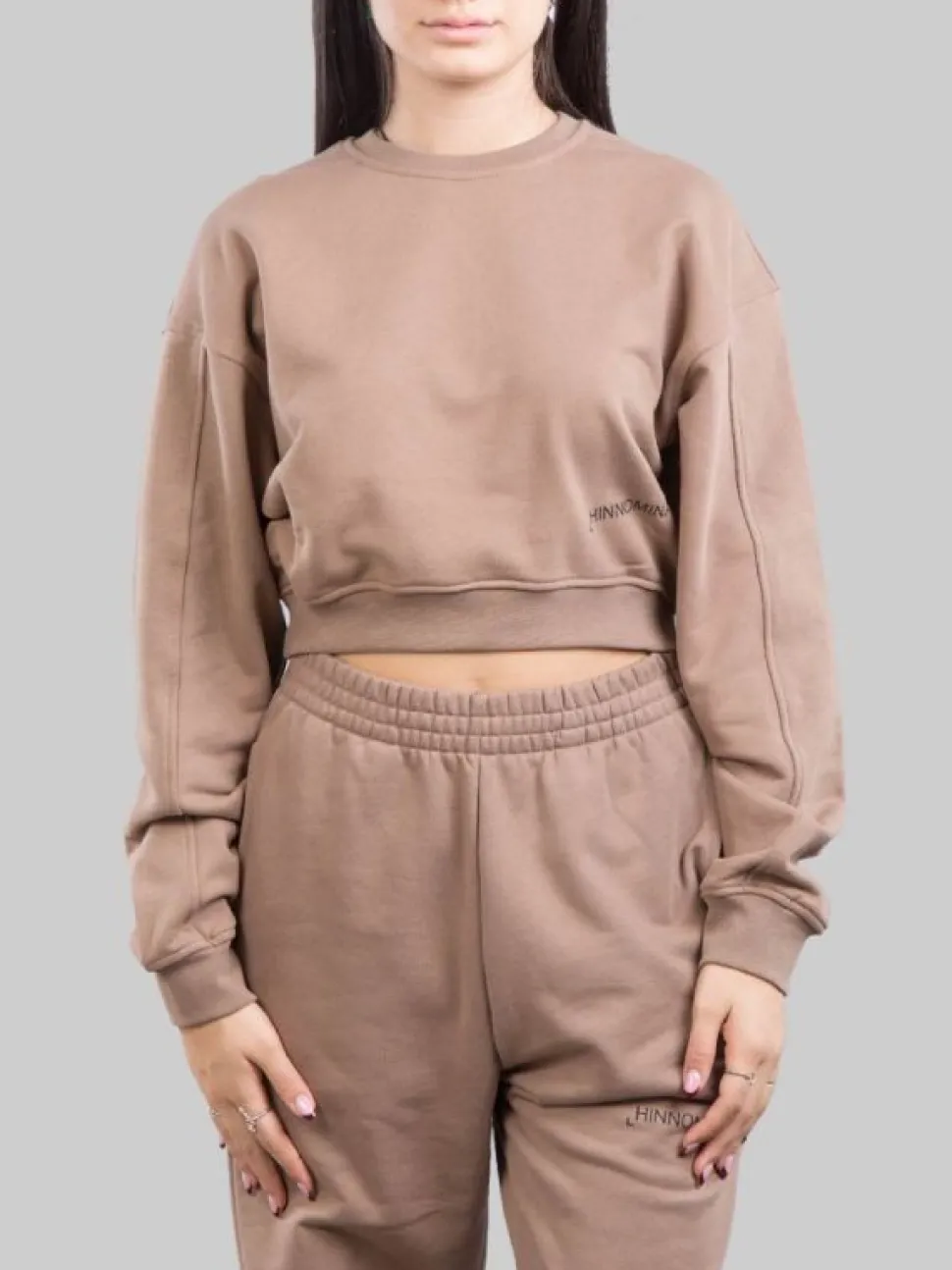 FELPA CORTA GIROCOLLO OVERSIZE TORTORA