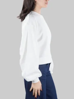 FELPA GIROCOLLO OVERSIZE BIANCO CON LOGO IN STRASS E PERLINE