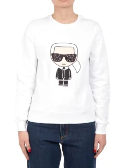 FELPA IKONIK KARL SWEATSHIRT IN COTONE GIROCOLLO BIANCA