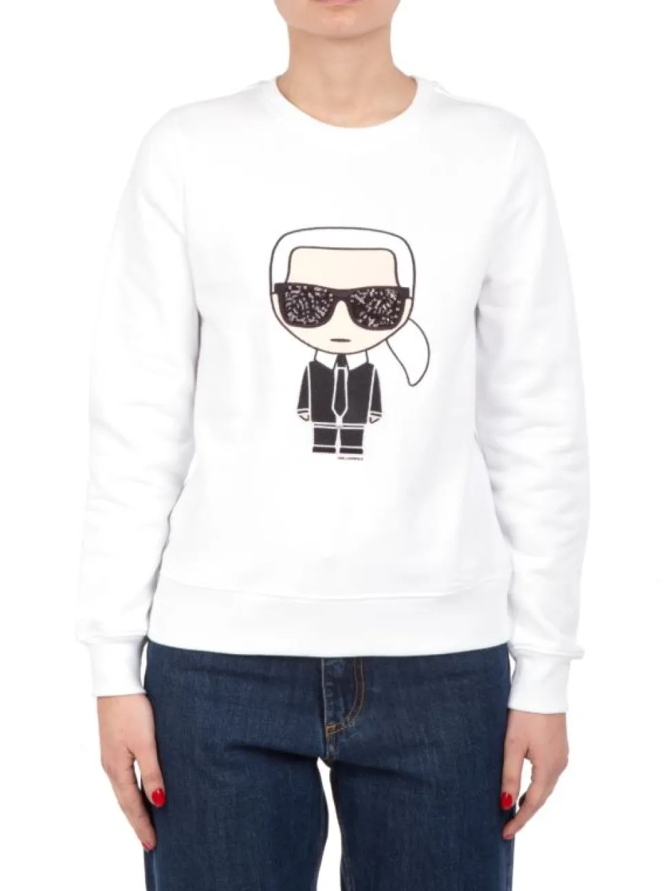 FELPA IKONIK KARL SWEATSHIRT IN COTONE GIROCOLLO BIANCA