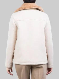 GIACCA 3 GANCI IN LANA EFFETTO VINTAGE CON COLLETTO IN ECO SHEARLING