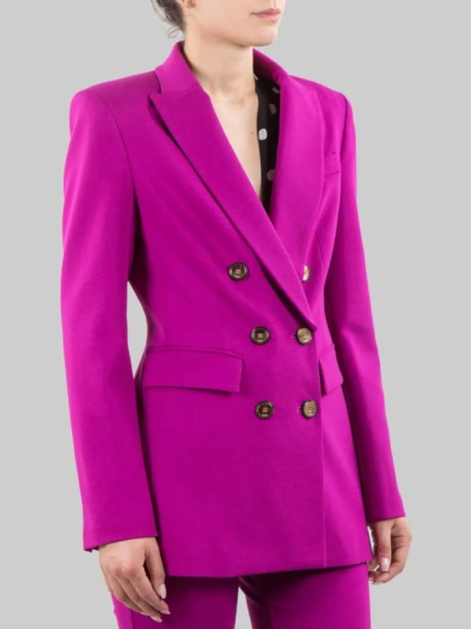 GIACCA BLAZER DOPPIOPETTO VIOLA BUGANVILLE CON BOTTONI ORO
