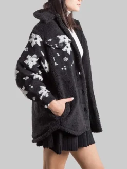 GIACCA CAMICIA ELYS NERA CON FIOCCHI DI NEVE