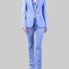 GIACCA MONOPETTO BLU PERVINCA CON BOTTONE GIOIELLO