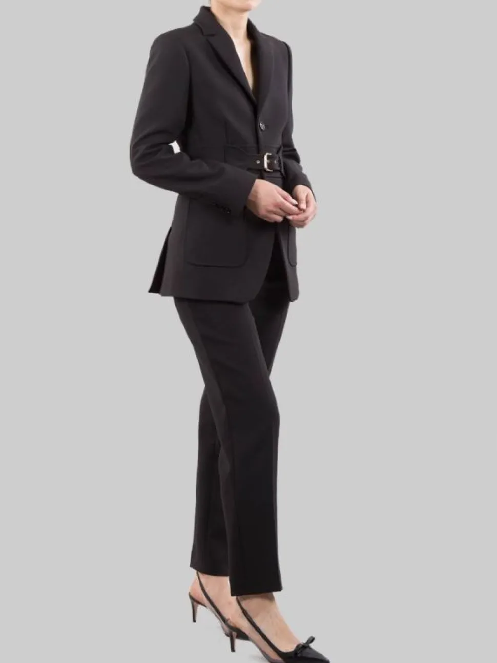 GIACCA MONOPETTO IN CADY TECNICO NERO CON FIBBIA IN VITA