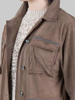 GIACCA SAHARIANA PALM BAY IN PELLE SUEDE EFFETTO VINTAGE CON PUNTI LUCE