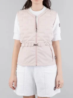 GILET CORTO TESSUTO STRETCH CON CINTURA
