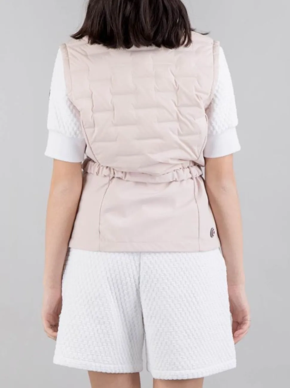 GILET CORTO TESSUTO STRETCH CON CINTURA