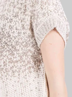 GILET GIROCOLLO BIANCO E BEIGE CON MICRO PAILLETTES RICAMATE