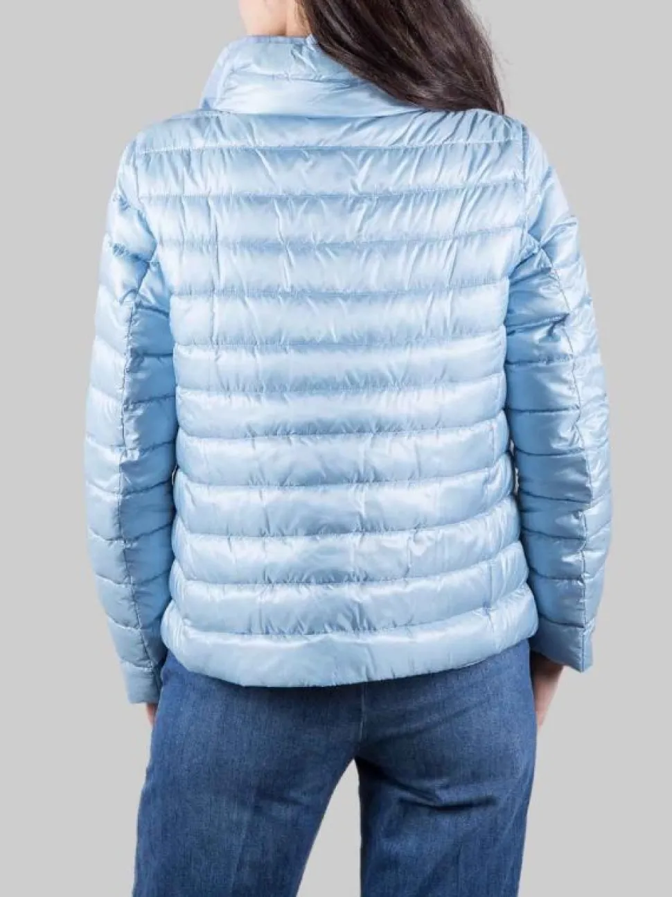 GIUBBETTO REVERSIBILE IN NYLON CELESTE E CARAMELLO ULTRALEGGERO