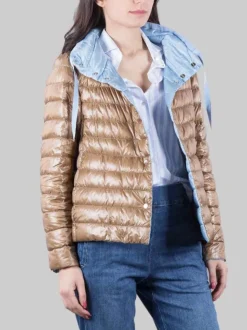 GIUBBETTO REVERSIBILE IN NYLON CELESTE E CARAMELLO ULTRALEGGERO