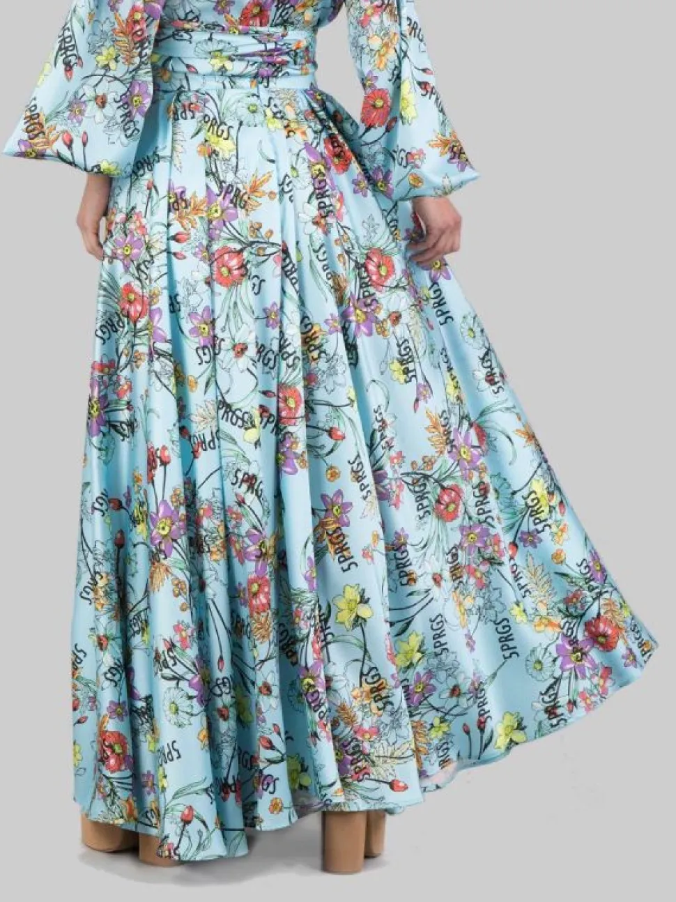 GONNA LUNGA IN TWILL A FANTASIA FLOREALE
