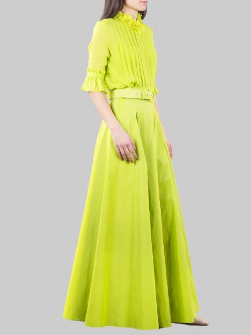 GONNA LUNGA LIME CON CINTURA IN VITA