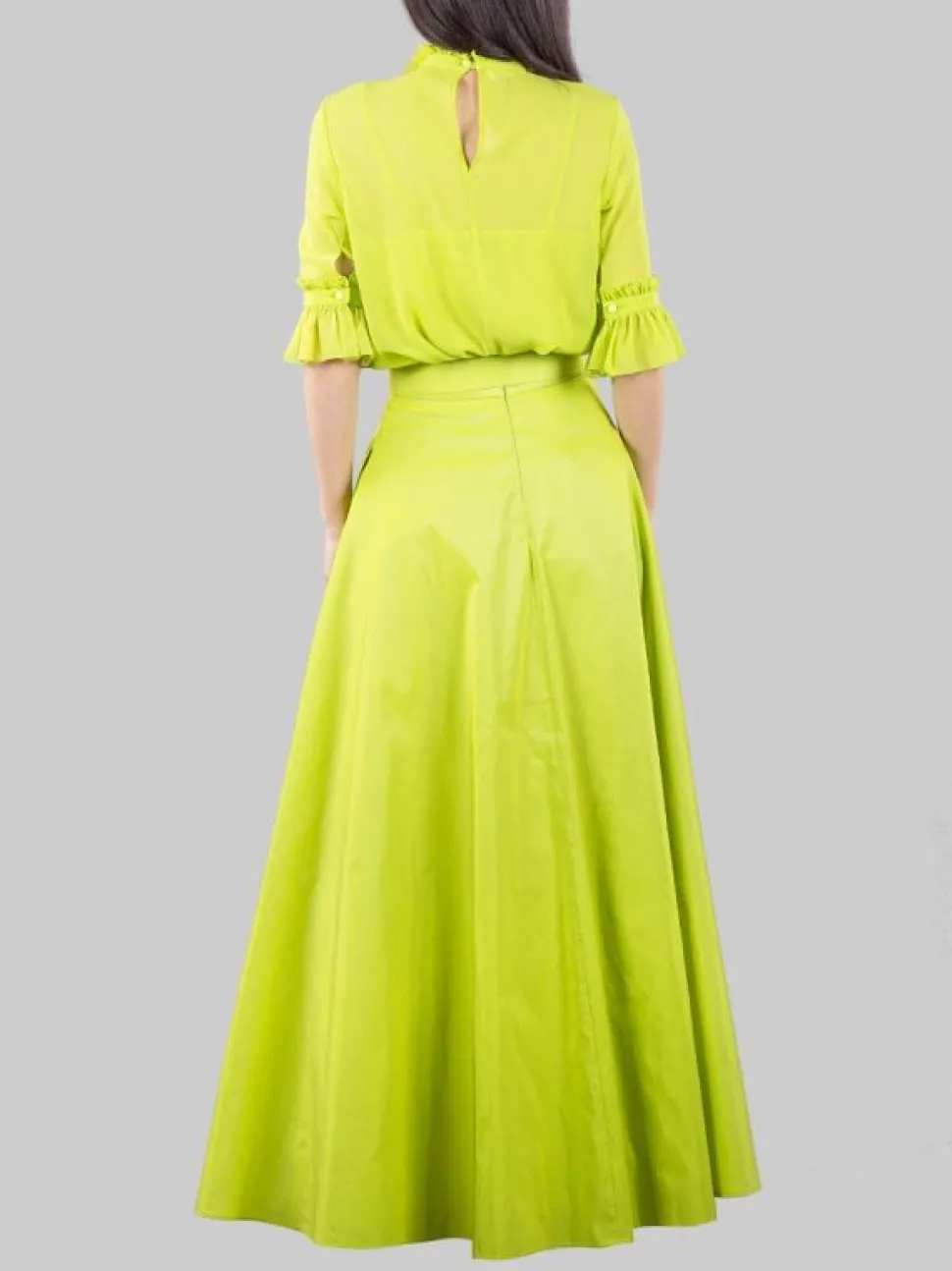GONNA LUNGA LIME CON CINTURA IN VITA