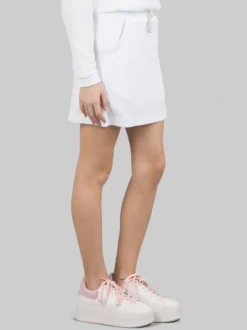 GONNA MINI BIANCA IN TESSUTO ELASTICIZZATO JACQUARD CON COULISSE IN VITA